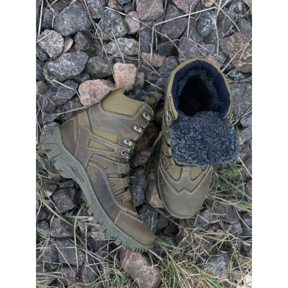 Ботинки зимние Service Odyag берцы кожаные Памир олива