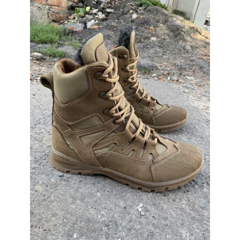 Ботинки зимние Service Odyag берцы кожаные (с напылением) койот Памир