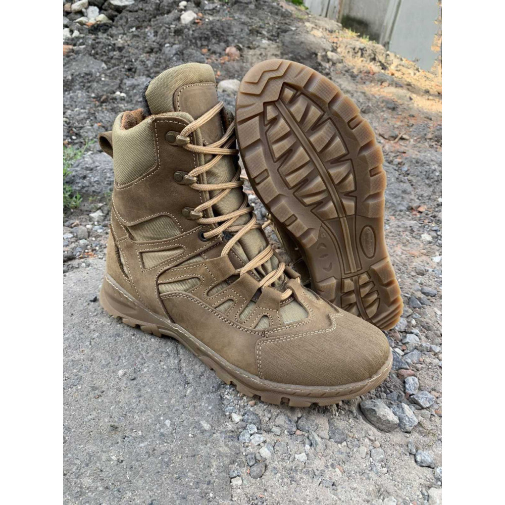 Ботинки зимние Service Odyag берцы кожаные (с напылением) койот Памир