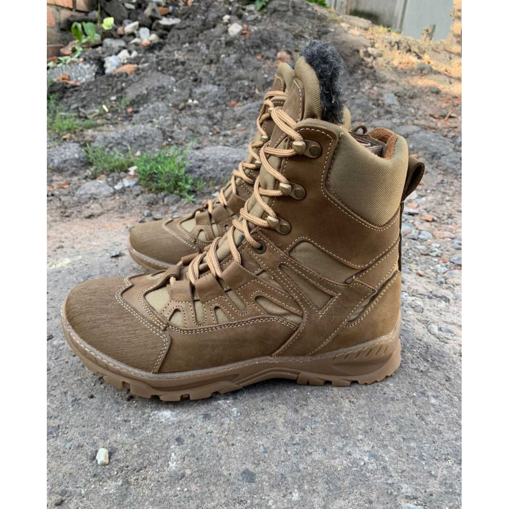 Ботинки зимние Service Odyag берцы кожаные (с напылением) койот Памир