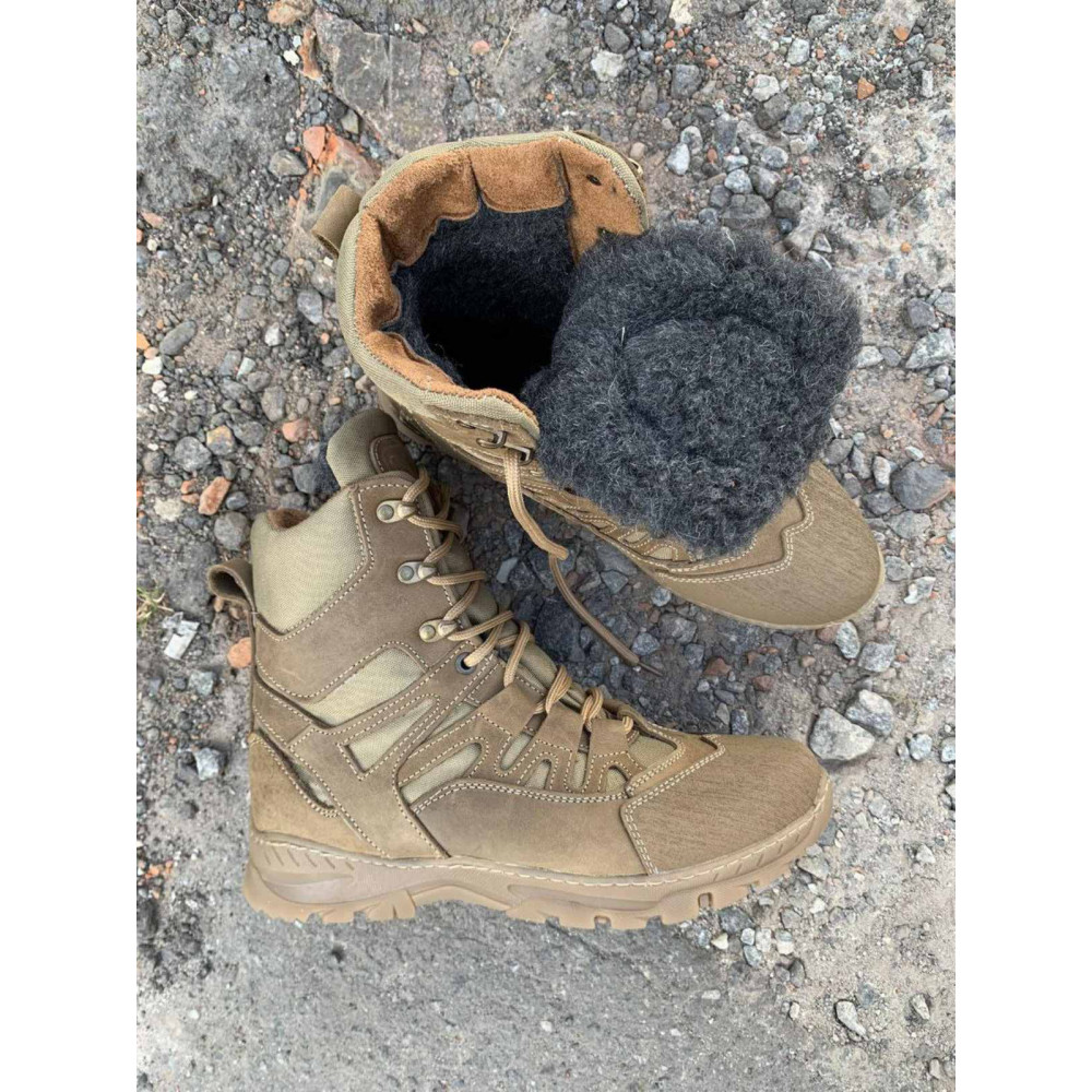 Ботинки зимние Service Odyag берцы кожаные (с напылением) койот Памир