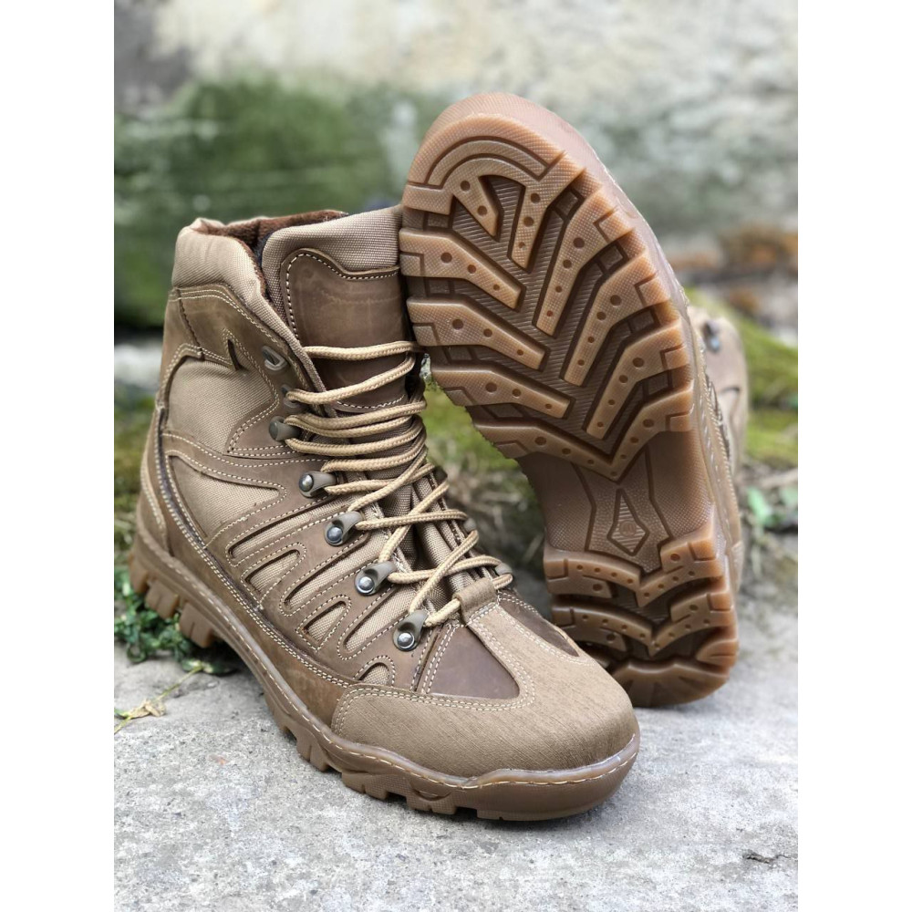 Зимние ботинки кожа Варвар Service Odyag цвет койот мех