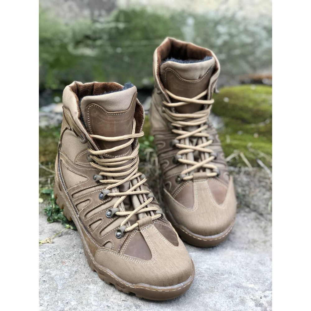 Зимние ботинки кожа Варвар Service Odyag цвет койот мех