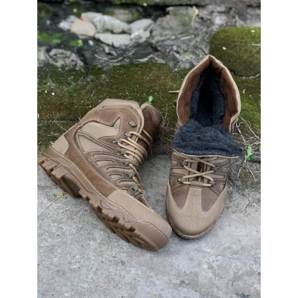 Зимние ботинки кожа Варвар Service Odyag цвет койот мех