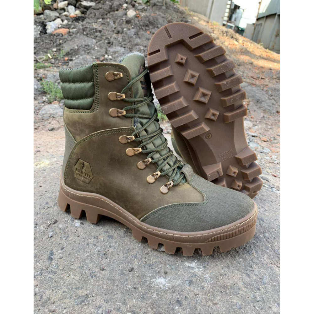 Ботинки зимние кожаные Service Odyag мужские зимние Кобра олива