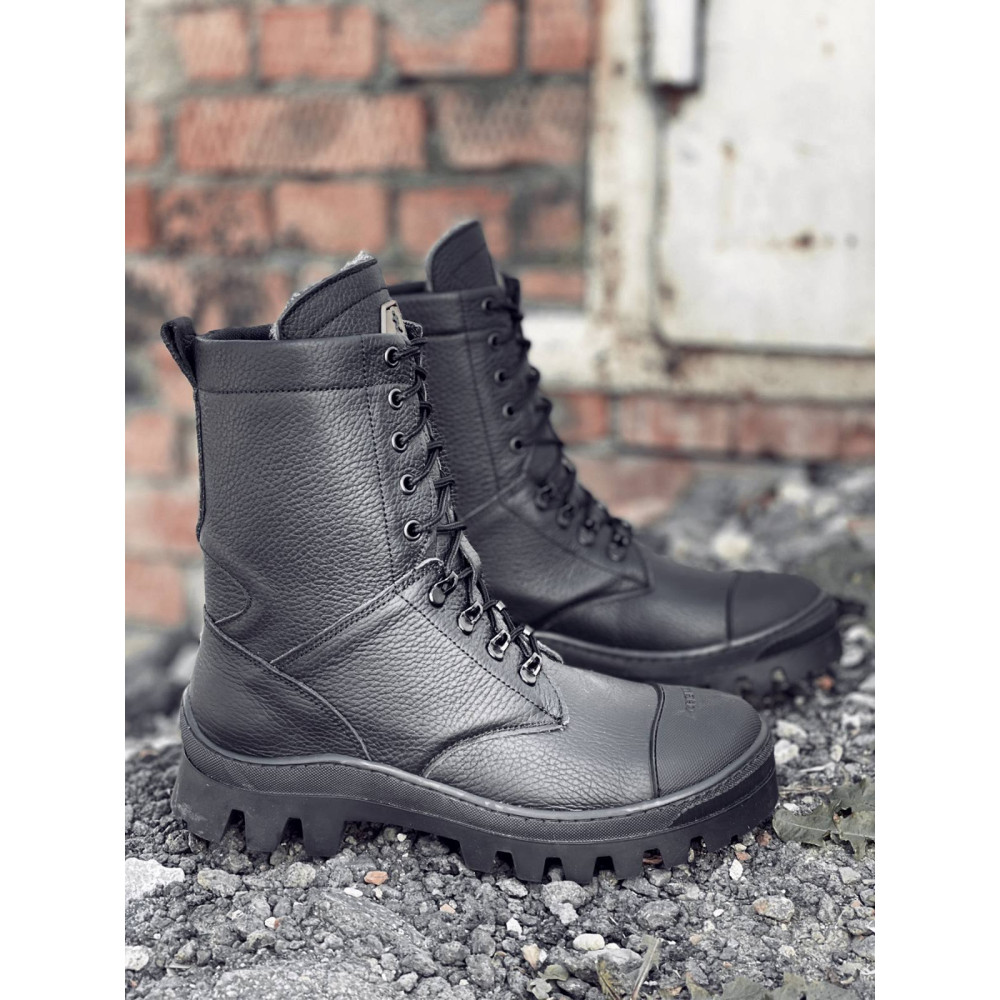 Берцы зимние Service Odyag Kiborg Black Мех утепленные