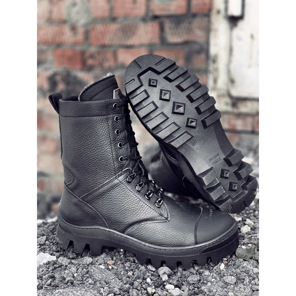 Берцы зимние Service Odyag Kiborg Black Мех утепленные