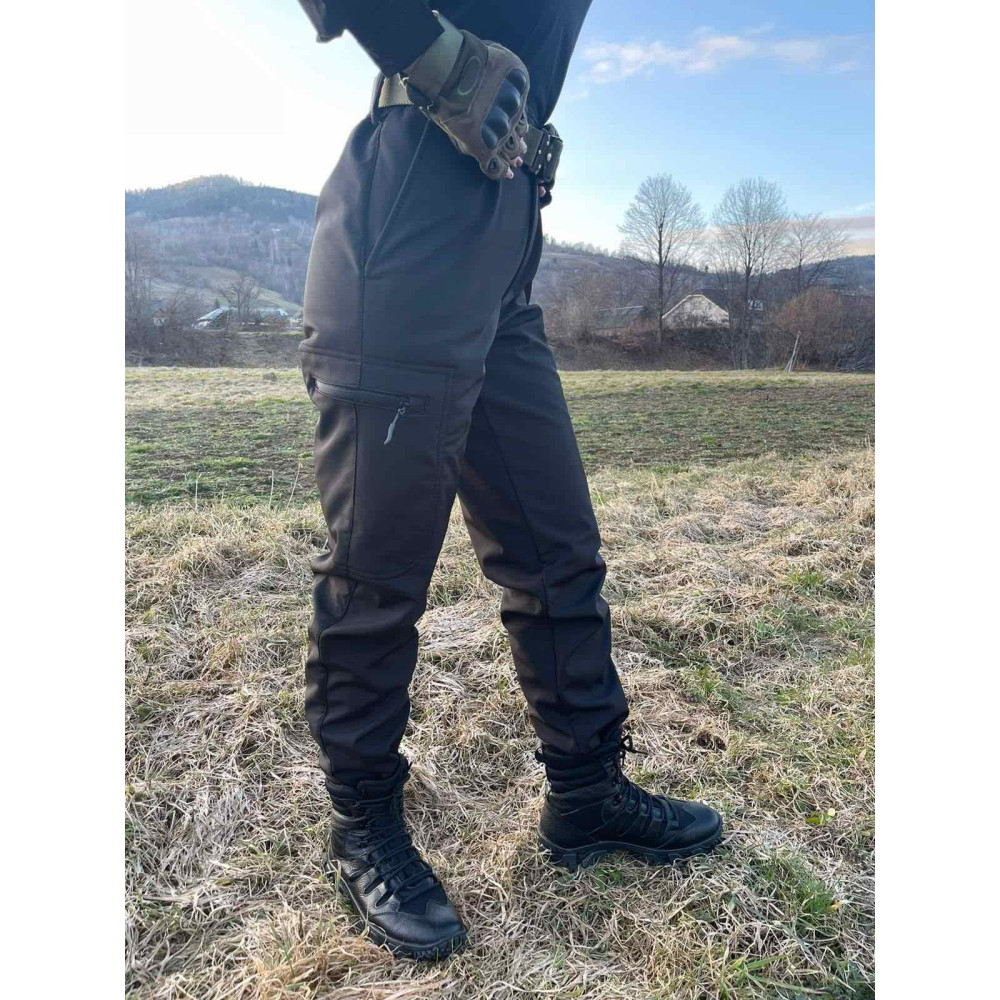 Водонепроникні штани на флісі софтшелл BLACK Soft Shell жіночі