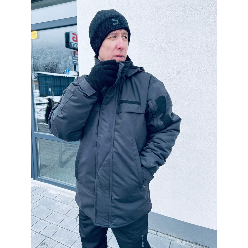 Куртка зимняя для охраны BLACK черная на синтепоне