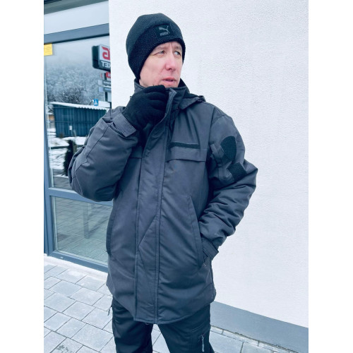 Куртка зимняя для охраны BLACK черная на синтепоне