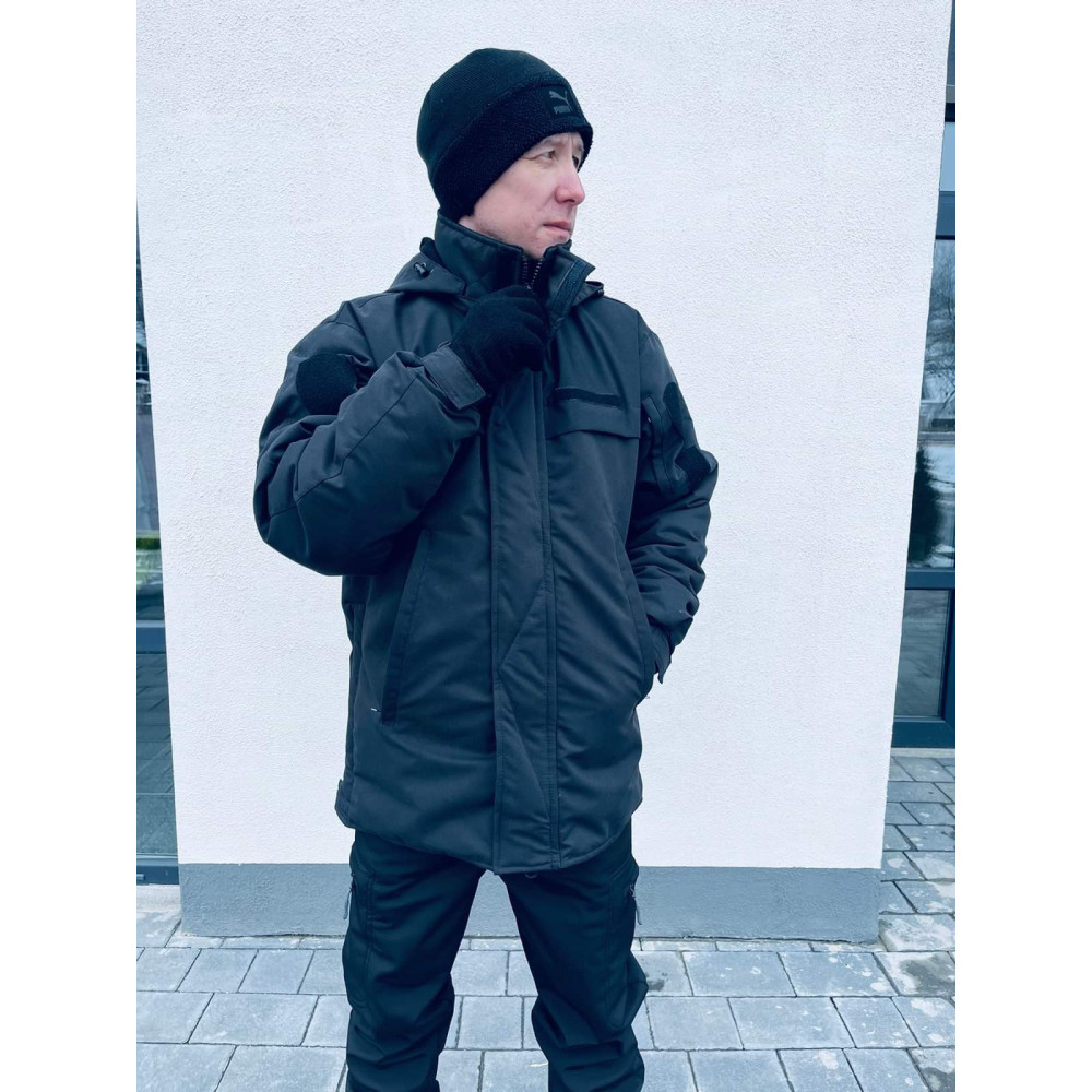 Куртка зимняя для охраны BLACK черная на синтепоне