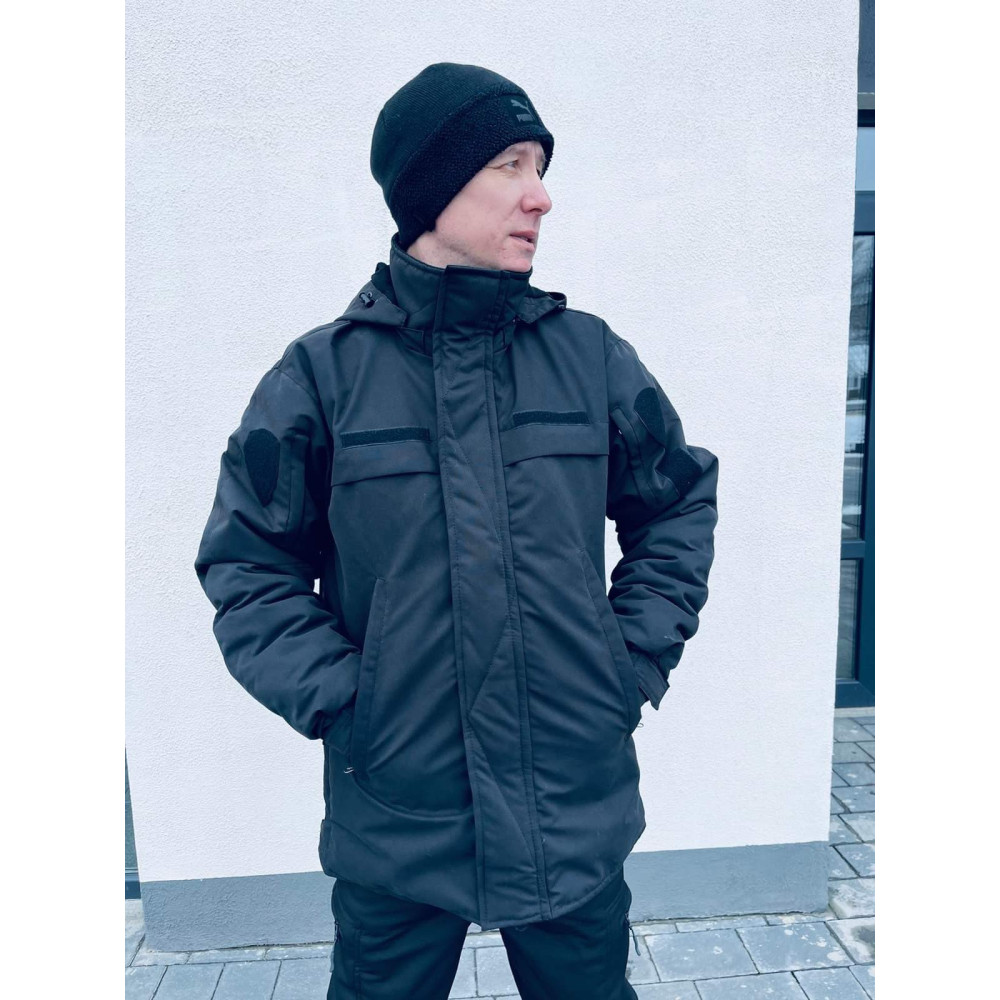 Куртка зимняя для охраны BLACK черная на синтепоне